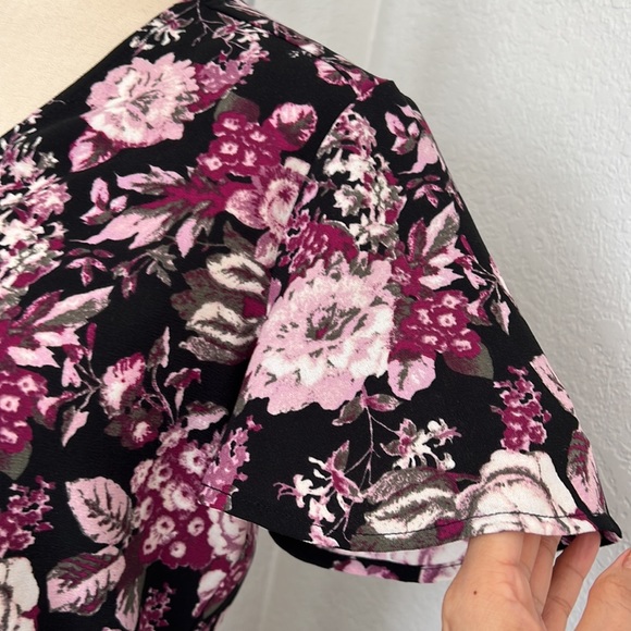 Free Press Womens Black Floral Patterned Short Sleeve Wrap Dress Size XS-M - Picture 9 of 13